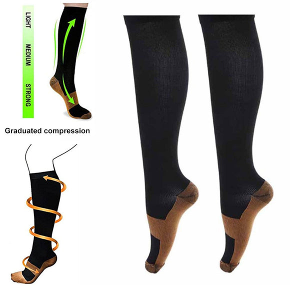 Compression Socks Knee Length Closed Toe Medium Strength Black / XXL - Vydya Health