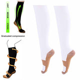 Compression Socks Knee Length Closed Toe Medium Strength White / XXL - Vydya Health
