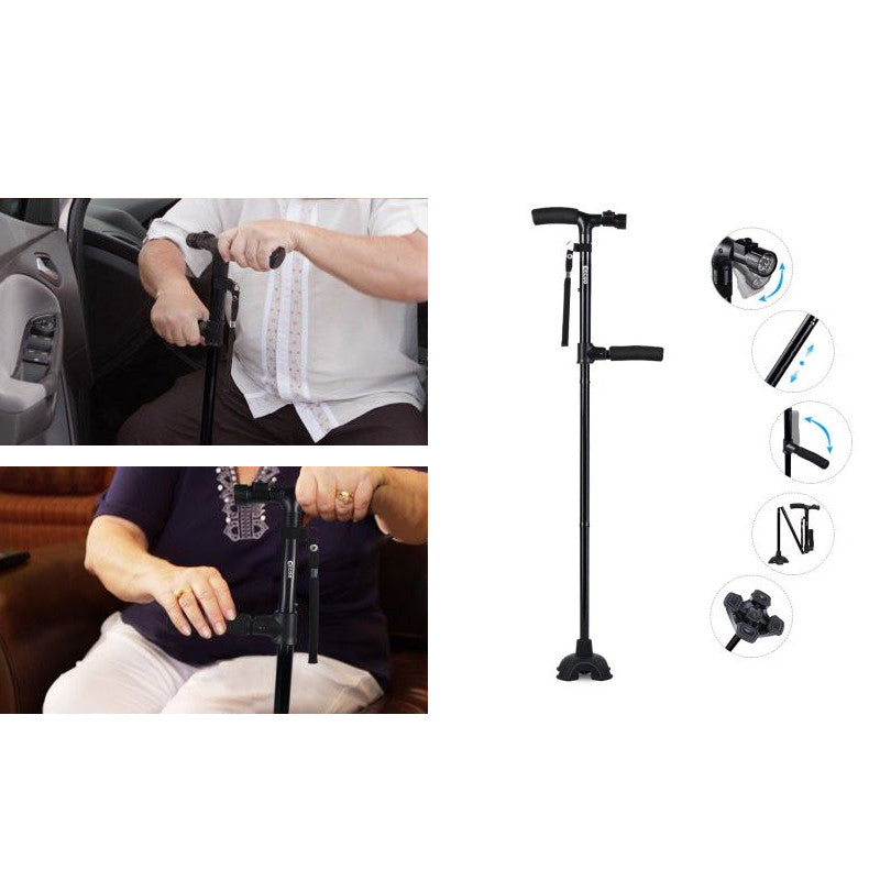 Dual Handle Lightweight Walking Cane Stick with LED Light