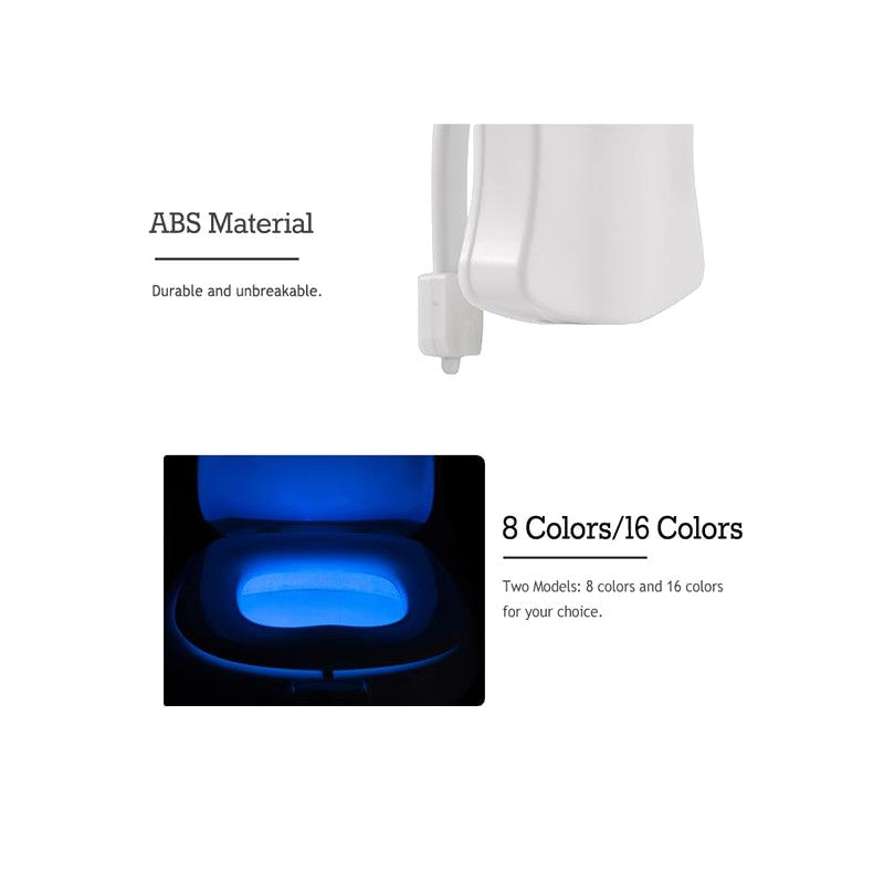 Toilet Night Light Smart PIR Motion Sensor 8/16Colors LED Bathroom