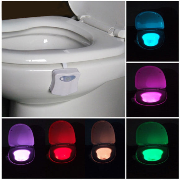 Motion Sensor Toilet Seat Lighting 8 Colors Backlight Toilet Bowl Automatic  Night Lamp 3*AAA Seat Sensor Light LED Toilet Lamp