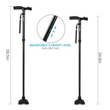 Dual Handle Lightweight Walking Stick Cane with LED Light  - Vydya Health
